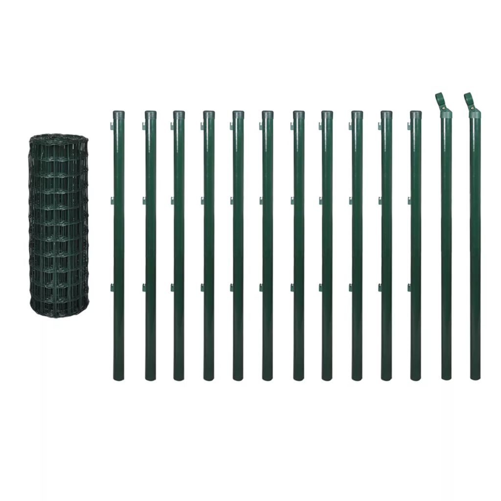 VidaXL Euro hek 25x1,0 m staal groen