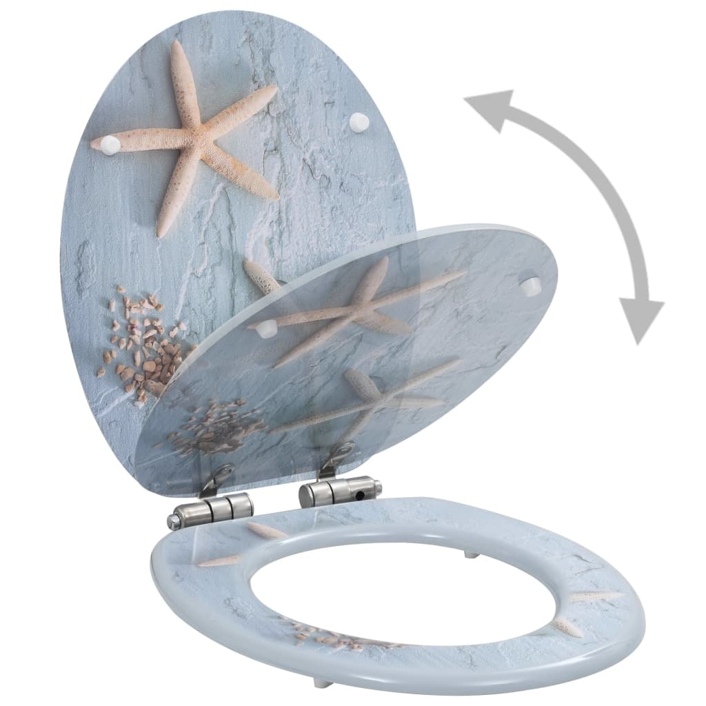 VidaXL Toiletbril met soft-close deksel zeester MDF