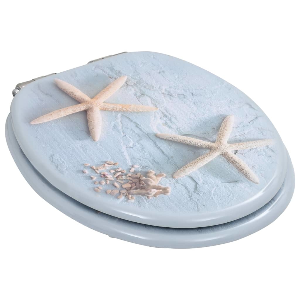 VidaXL Toiletbril met soft-close deksel zeester MDF