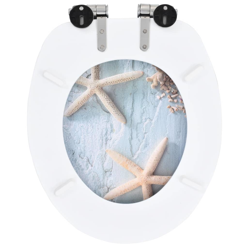 VidaXL Toiletbril met soft-close deksel zeester MDF