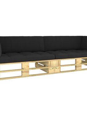 VidaXL Tweezitsbank pallet met kussens groen geïmpregneerd grenenhout