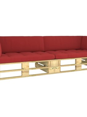 VidaXL Tweezitsbank pallet met kussens groen geïmpregneerd grenenhout