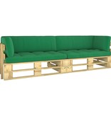 VidaXL Tweezitsbank pallet met kussens groen geïmpregneerd grenenhout