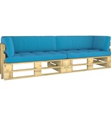 VidaXL Tweezitsbank pallet met kussens groen geïmpregneerd grenenhout