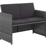 VidaXL 6-delige Tuinset met kussens poly rattan grijs