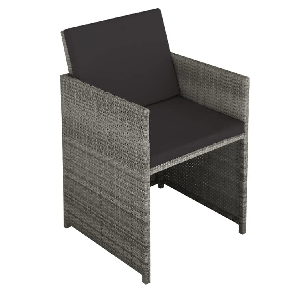 VidaXL 6-delige Tuinset met kussens poly rattan grijs