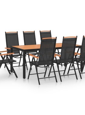 VidaXL 9-delige Tuinset aluminium zwart