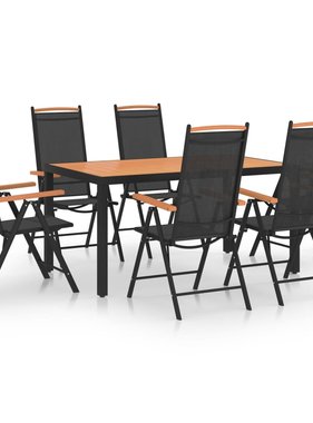 VidaXL 7-delige Tuinset aluminium zwart