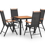 VidaXL 5-delige Tuinset aluminium zwart