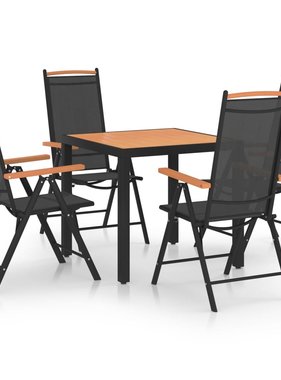 VidaXL 5-delige Tuinset aluminium zwart