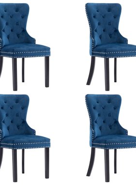 VidaXL Eetkamerstoelen 4 st fluweel blauw