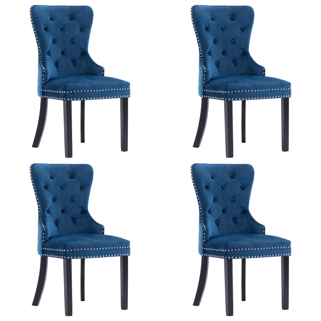 VidaXL Eetkamerstoelen 4 st fluweel blauw