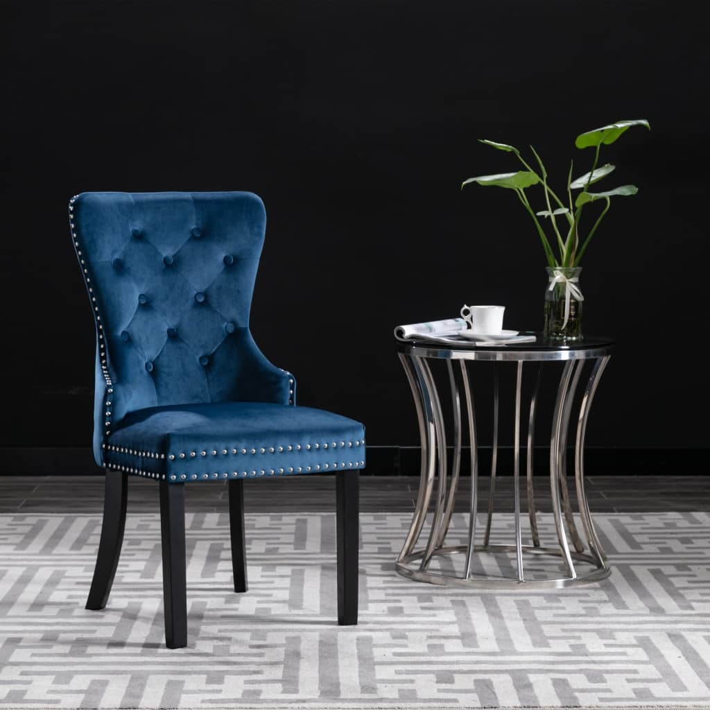 VidaXL Eetkamerstoelen 4 st fluweel blauw