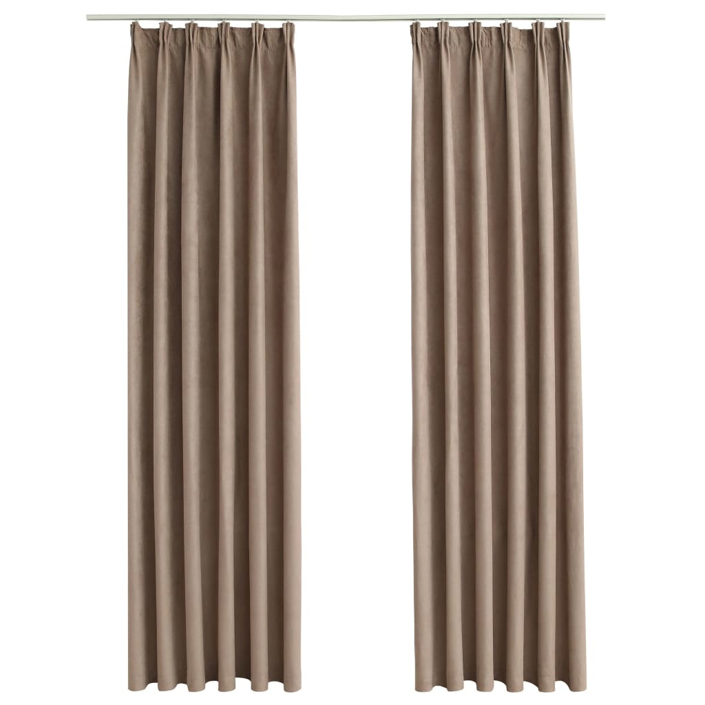 VidaXL Gordijnen verduisterend met haken 2 st 140x175 cm taupe