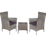 vidaXL 3-delige Bistroset poly rattan grijs