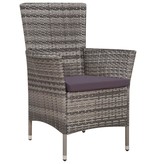 vidaXL 3-delige Bistroset poly rattan grijs