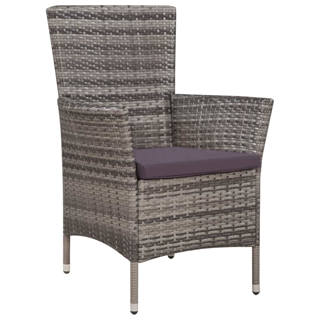 vidaXL 3-delige Bistroset poly rattan grijs