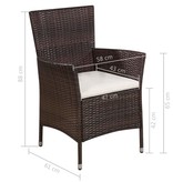 VidaXL 3-delige Bistroset poly rattan bruin