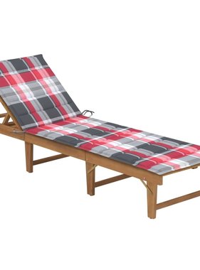 VidaXL Ligbed inklapbaar met kussen massief acaciahout