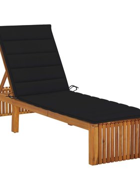 VidaXL Ligbed met kussen massief acaciahout