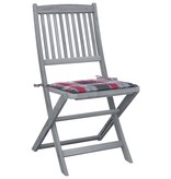 VidaXL Tuinstoelen 2 st inklapbaar met kussens massief acaciahout