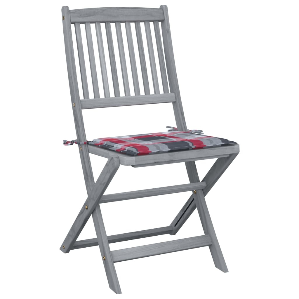 VidaXL Tuinstoelen 2 st inklapbaar met kussens massief acaciahout