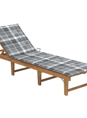 VidaXL Ligbed inklapbaar met kussen massief acaciahout