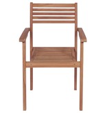 VidaXL Tuinstoelen stapelbaar 8 st met kussens massief teakhout