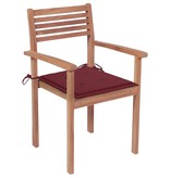 VidaXL Tuinstoelen stapelbaar 8 st met kussens massief teakhout