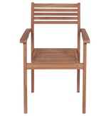 VidaXL Tuinstoelen stapelbaar 8 st met kussens massief teakhout