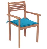 VidaXL Tuinstoelen stapelbaar 8 st met kussens massief teakhout