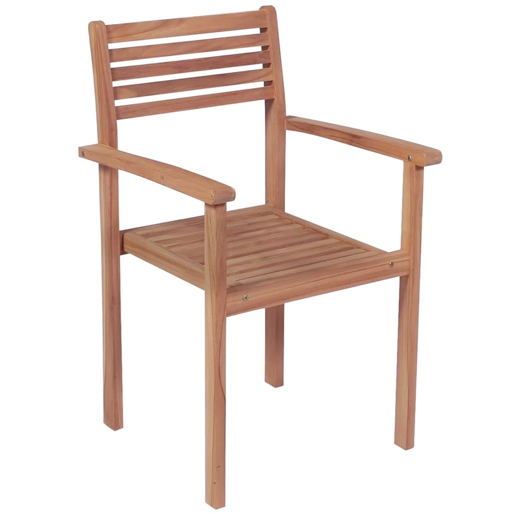 VidaXL Tuinstoelen stapelbaar 8 st met kussens massief teakhout