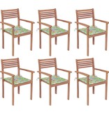 VidaXL Tuinstoelen stapelbaar 6 st met kussens massief teakhout