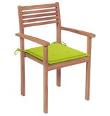 VidaXL Tuinstoelen stapelbaar 6 st met kussens massief teakhout