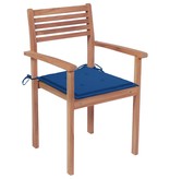 VidaXL Tuinstoelen stapelbaar 6 st met kussens massief teakhout