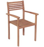 VidaXL Tuinstoelen stapelbaar 6 st met kussens massief teakhout