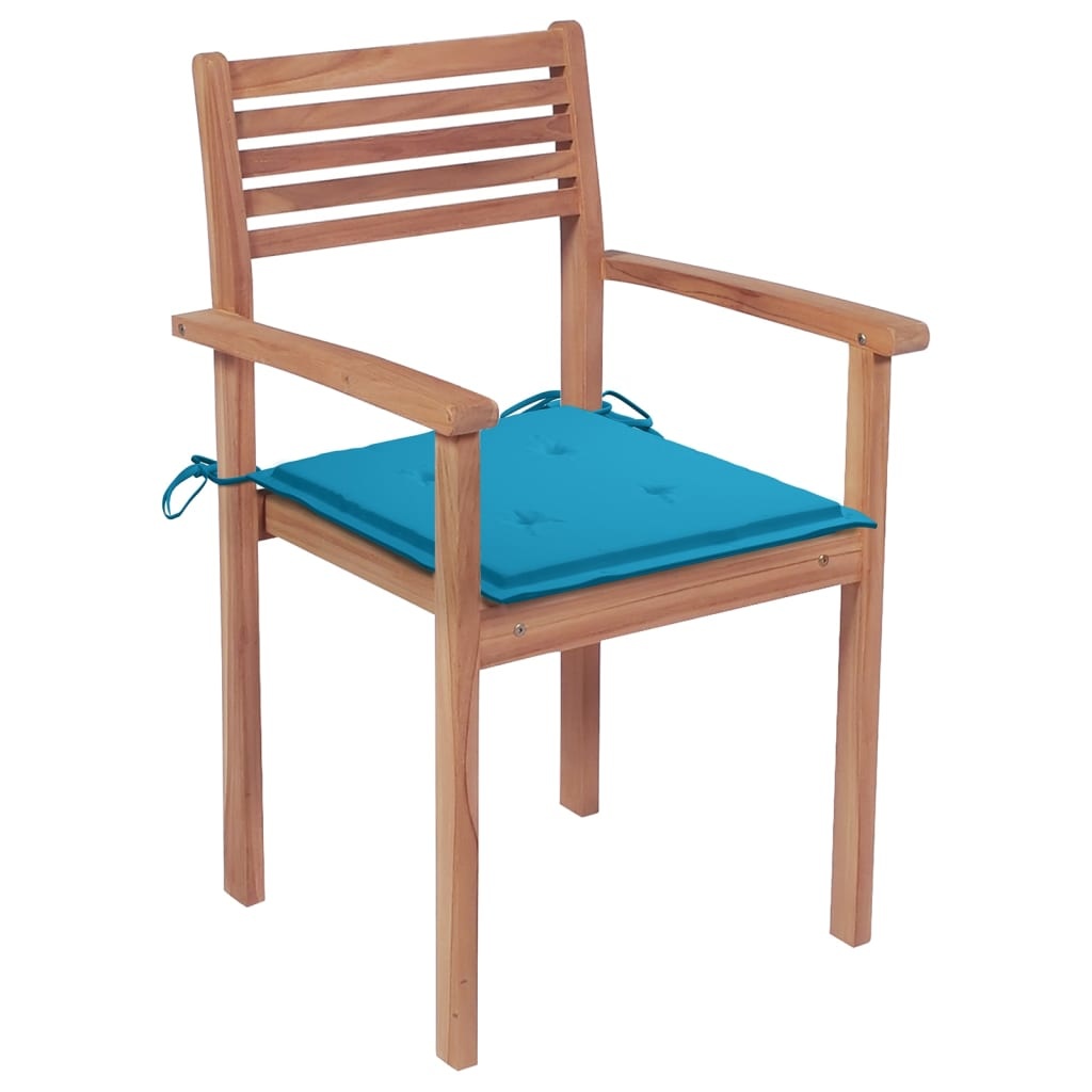 VidaXL Tuinstoelen stapelbaar 6 st met kussens massief teakhout