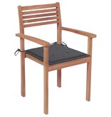 VidaXL Tuinstoelen stapelbaar 6 st met kussens massief teakhout