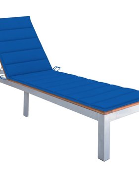 VidaXL Ligbed met kussen massief acaciahout en gegalvaniseerd staal