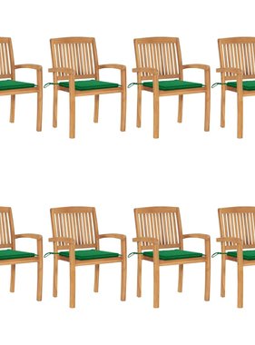 VidaXL Tuinstoelen stapelbaar 8 st met kussens massief teakhout