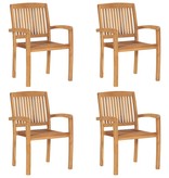 VidaXL Tuinstoelen stapelbaar 4 st met kussens massief teakhout