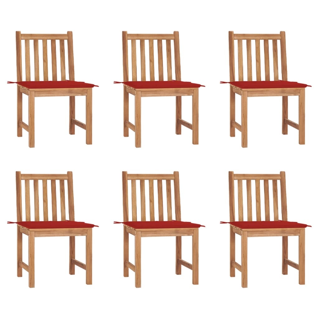 VidaXL Tuinstoelen 6 st met kussens massief teakhout