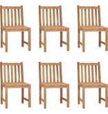 VidaXL Tuinstoelen 6 st met kussens massief teakhout