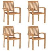 VidaXL Tuinstoelen stapelbaar 4 st met kussens massief teakhout