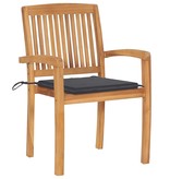 VidaXL Tuinstoelen stapelbaar 6 st met kussens massief teakhout