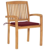 VidaXL Tuinstoelen stapelbaar 4 st met kussens massief teakhout