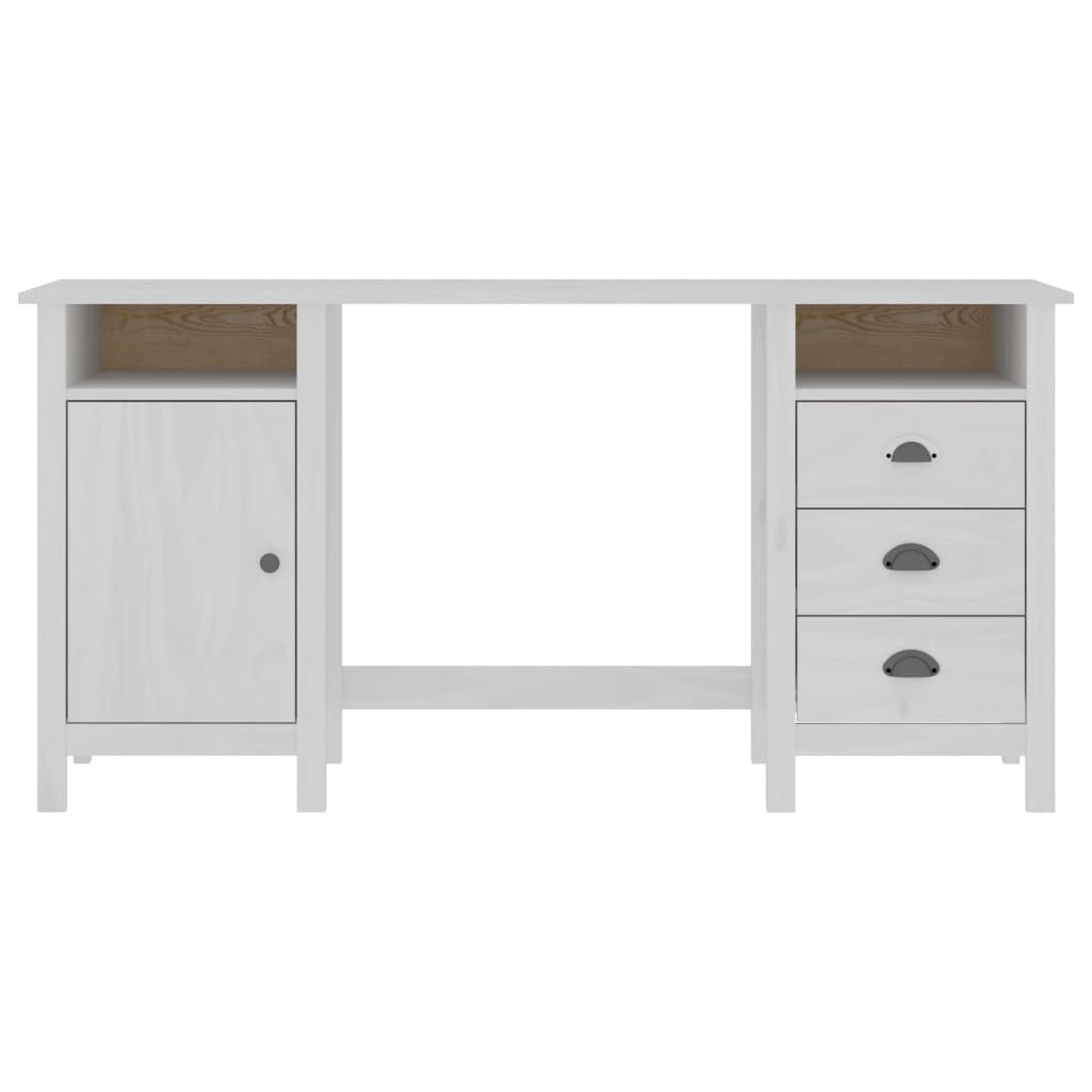 VidaXL Bureau Hill Range 150x50x74 cm massief grenenhout wit