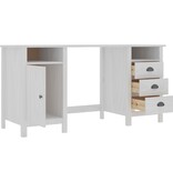 VidaXL Bureau Hill Range 150x50x74 cm massief grenenhout wit