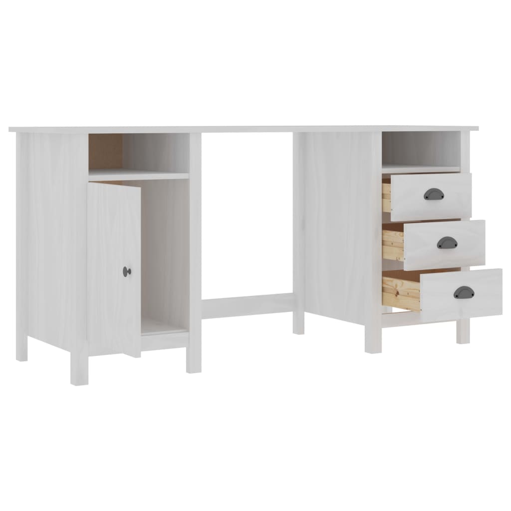 VidaXL Bureau Hill Range 150x50x74 cm massief grenenhout wit