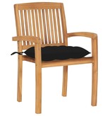 VidaXL Tuinstoelen stapelbaar 4 st met kussens massief teakhout